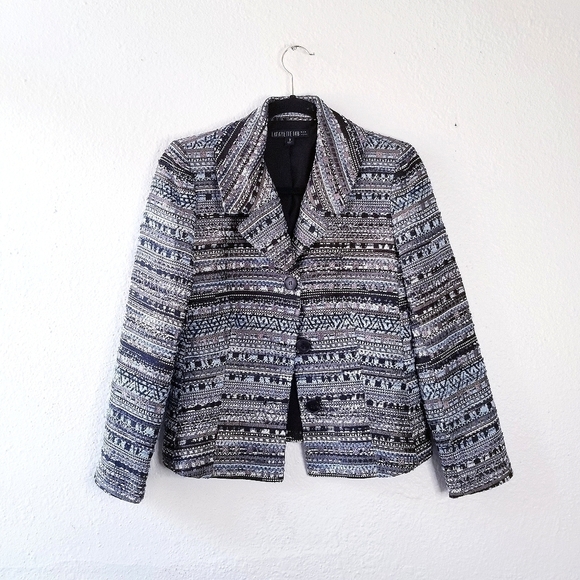 LAFAYETTE 148 NY Blue Tweed Bouclé Jacket Blazer - Picture 2 of 11
